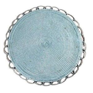 Blue Woven Placemats Trivet Round 2pc Nylon Tabletop Kitchen Counter 14-in Gift
